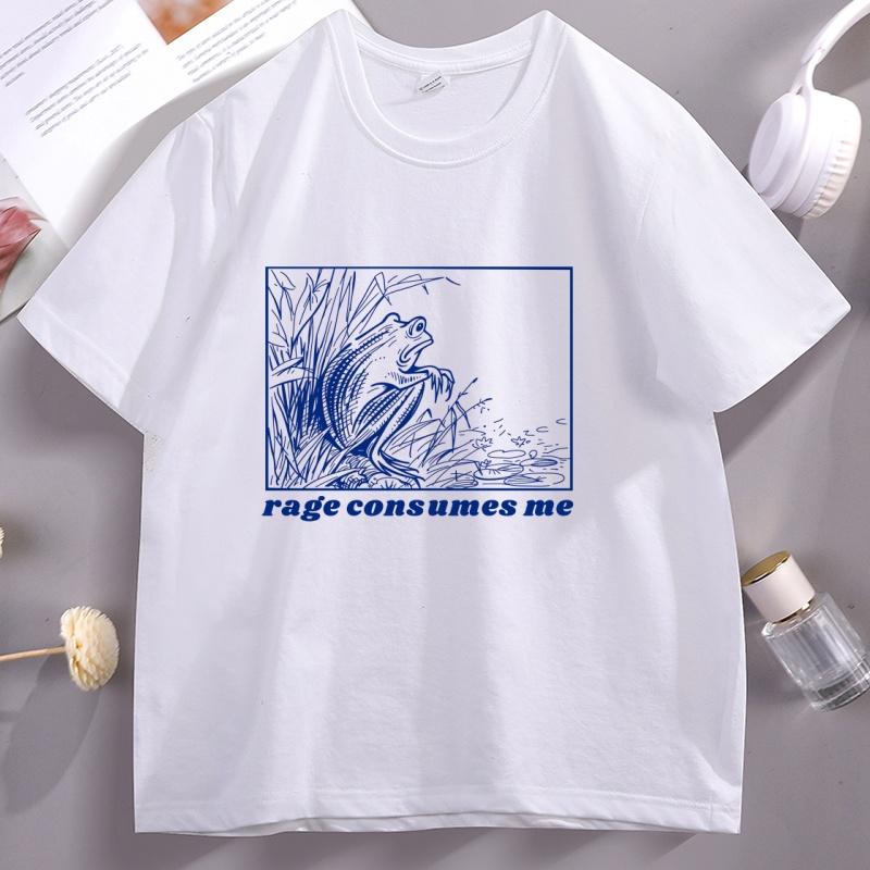 

Rage Consumes Me T Shirt Funny Frog Tshirt Meme Weird Tshirt Trendy Graphic T Shirts Unisex Women Cotton Short Sleeve Round Neck 3XL