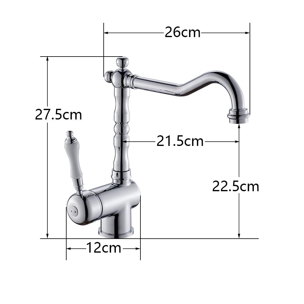Antyczne Kraniki Kuchenne Mosiężne Kraniki do Kuchni Mieszacz do Zlewu Ciepła i Zimna Czarny/Chromowany Kranik Łazienkowy Mieszacze do Zlewu Kranik Wodociągowy