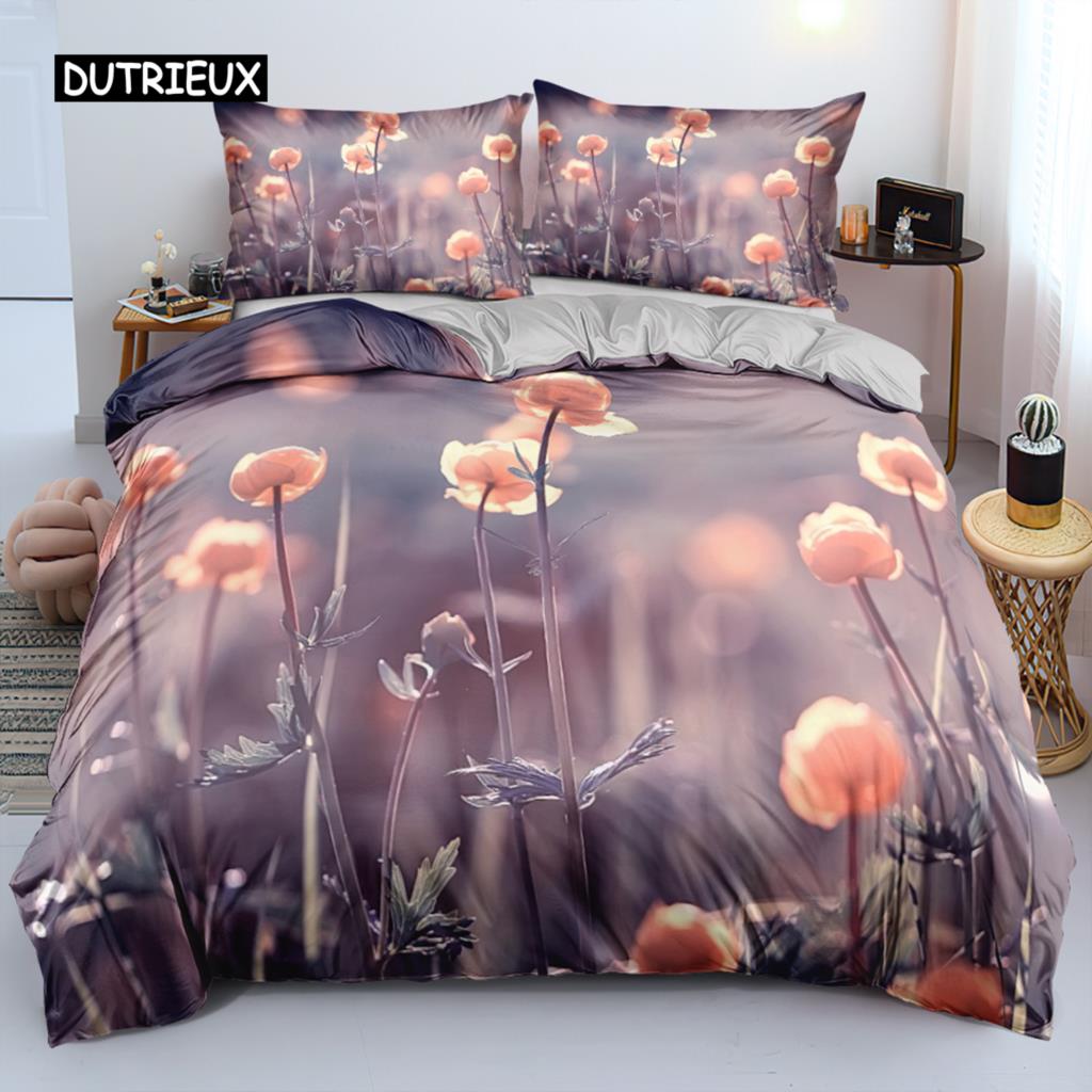 Classic Duvet Cover Sets Flower Blue Gold King,Queen,Full,Twin Double Quilt Covers Pillowcases Bed Linens Bedding Set 260x220cm