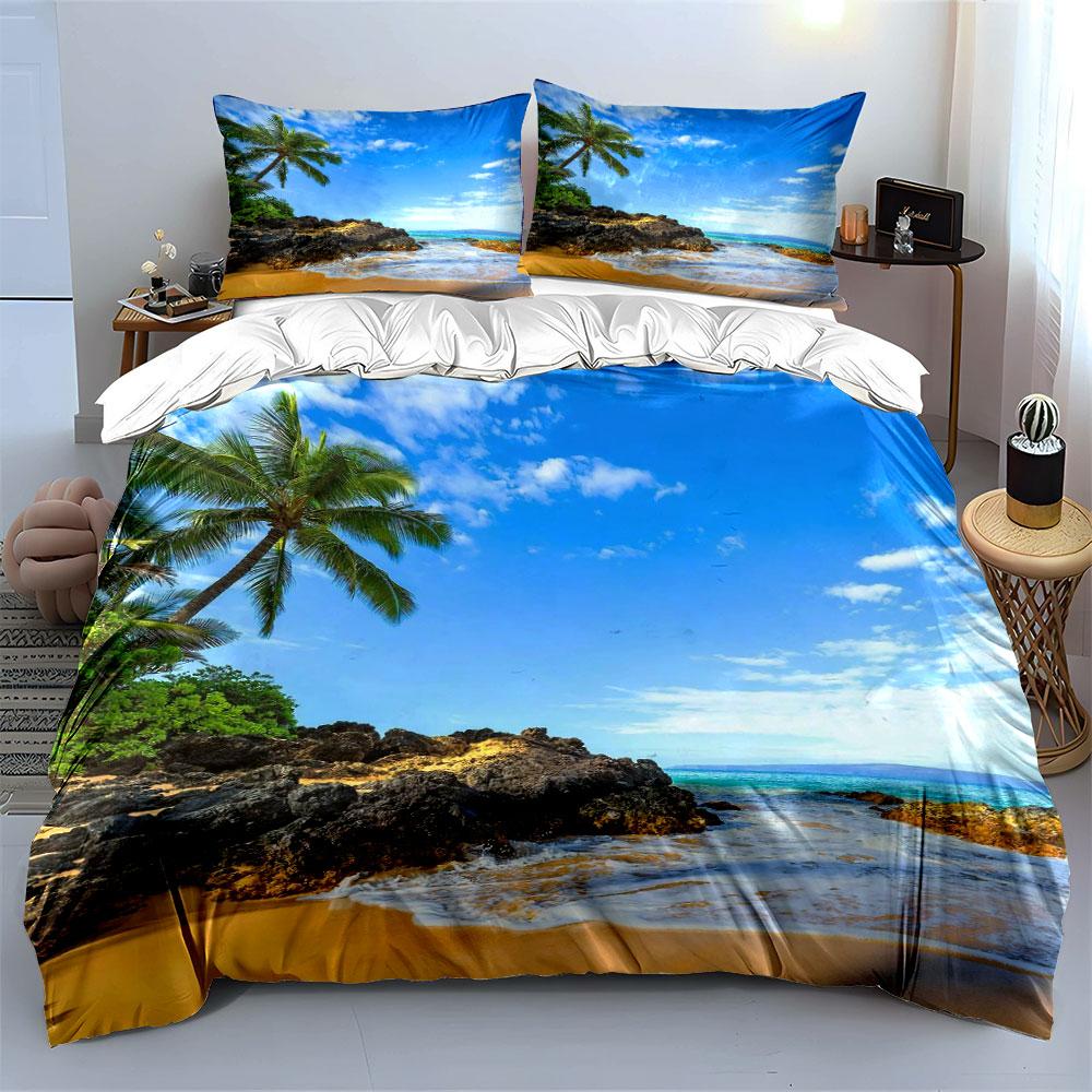 Palm Trees and Beach. Bedding Sets Duvet Cover Sets Duvet Covers Pillowcases(1* Duvet Cover 2* Pillowcases Without Duvet Insert)