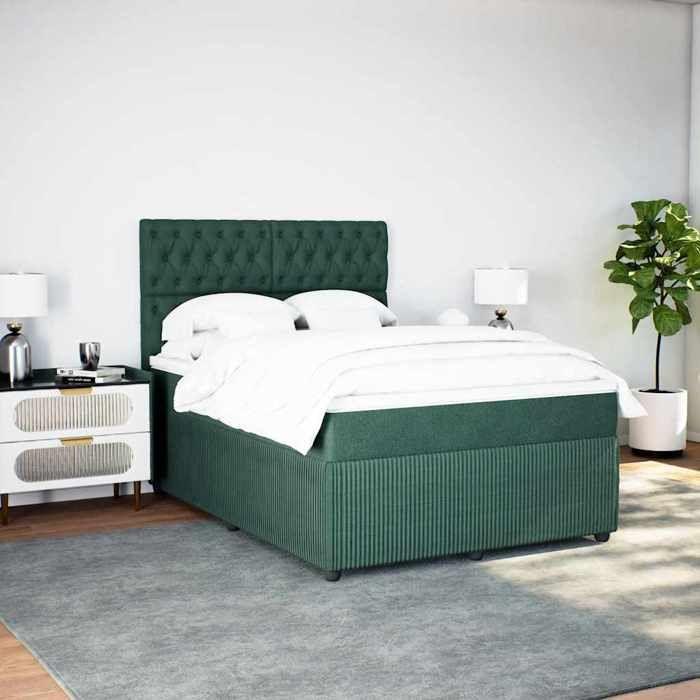 Maison Exclusive - Sommier à lattes de lit et matelas Vert foncé 140x190cm Velours