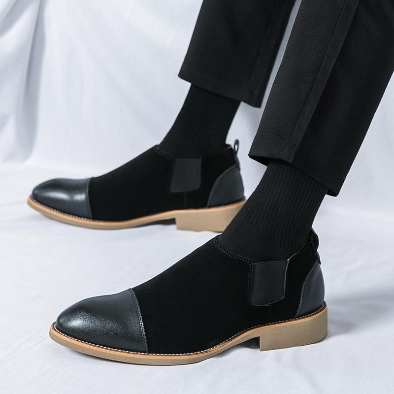 Street Fashion New Men's Black Brown Slip On Patchwork Flats Shoes Designer Wedding Dress Homecoming Footwear Zapatos Hombre