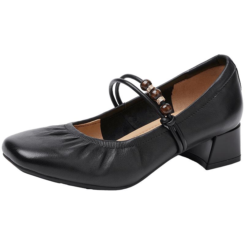 Baitiansen Spring 2026 Women s Retro Mary Jane Leather Shoes 36