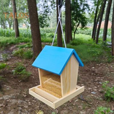 Hopper Kuş Yemlikleri Açık Hava Vahşi Kuş Yemliği Büyük Asılı Ahşap Kuş Yemliği Kardinaller İspinozlar Mavi Alakargalar için