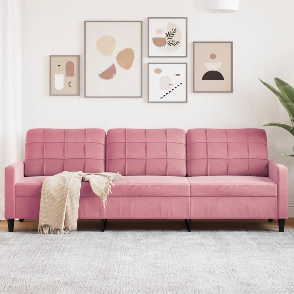 3 Seater Sofa Pink 210 cm Velvet