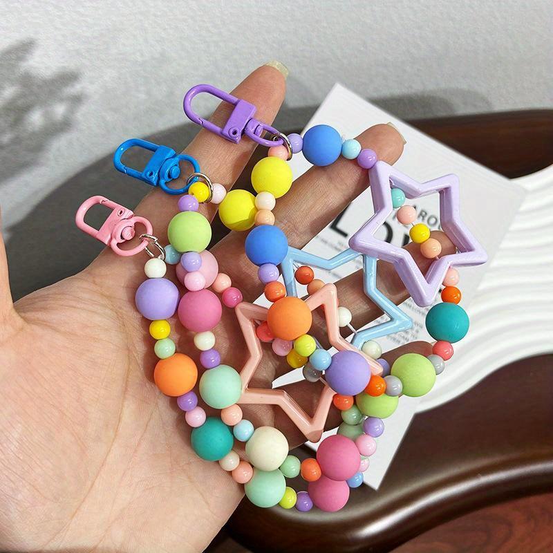Mobilní telefon Lanyard Taška na zápěstí Přívěsek Klíčenka do auta Dívka Dámské Svěží Sladký Řetízek do ruky Přívěsek na klíče s korálky proti ztrátě Colofful