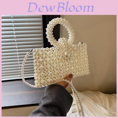 Elegant Lady Pearl Handbag Small Crossbody Bag Pvc With Pearl Embellishments For Daily Use
