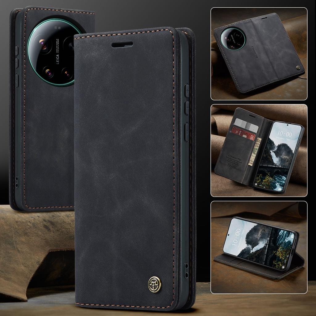 CaseMe För Xiaomi 17 Ultra Lyxigt Retro Magnetisk Flip PU-läder Fodral för Xiaomi 17 17Ultra Plånboksfodral Telefon Coque