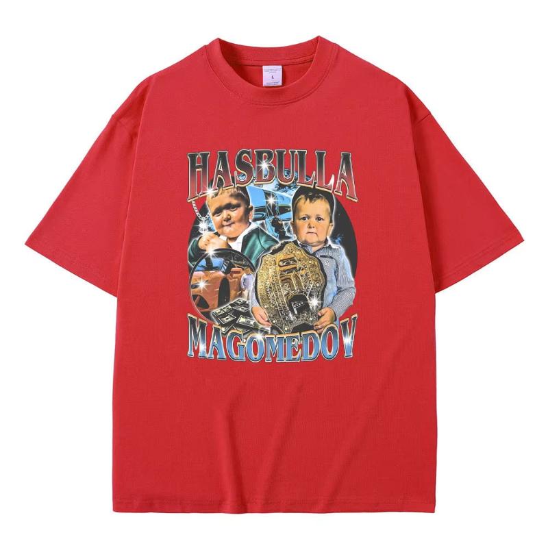 Hasbulla Magomedov Lustiges Meme T-Shirt Unisex Vintage Oversize T-Shirt Unisex Damen Lässig Baumwoll-T-Shirt Kurzarm Fan-Geschenk