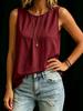 Fashion Loose Women Solid Color Irregular Sleeveless Round Neck Tank Top