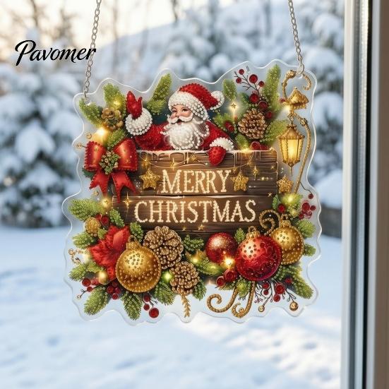 Easy to Hang Xmas Tree Ornaments Christmas Hanging Pendant with Chain, Lightweight Winter Wall Decor, Double-sided Indoor Festive Decorations Acrylic