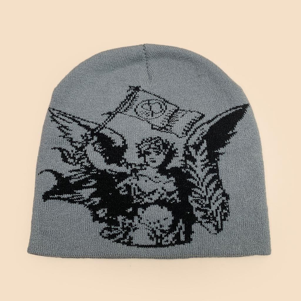 Autumn And Winter Hip Hop Street Mesh Idol Jacquard Knitted Hat Men And Women Warm Personality Cold Hat Pullover Hat