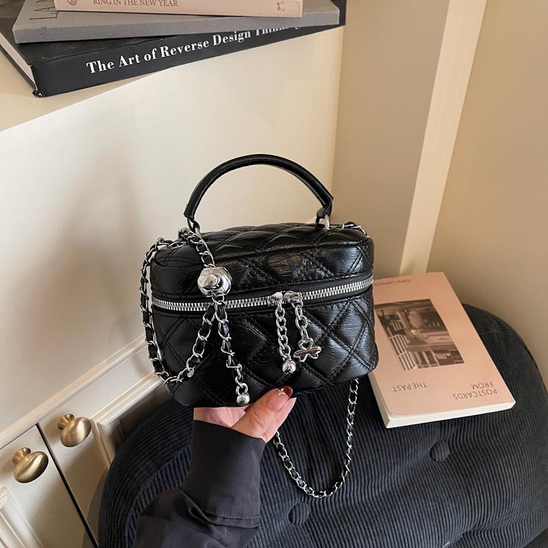 Fashionable Box Handbag for Women with Diamond Pattern Embroidery Small Chain Shoulder Strap Women s Crossbody Bag