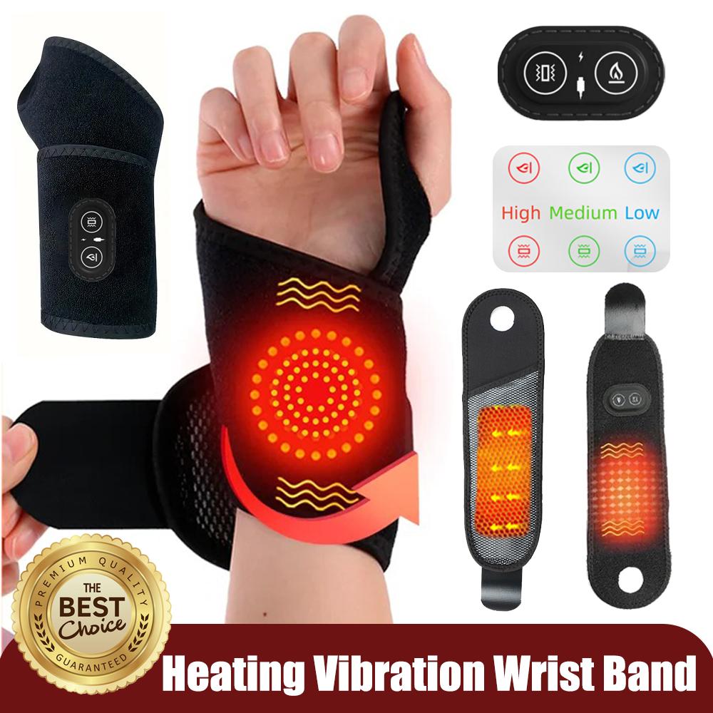 Heating Wrist Band Vibration Hand Massage Guard Wrap USB Three Gear Hot Therapy Wrist Protection Heated Bracer Wrist Support Pad