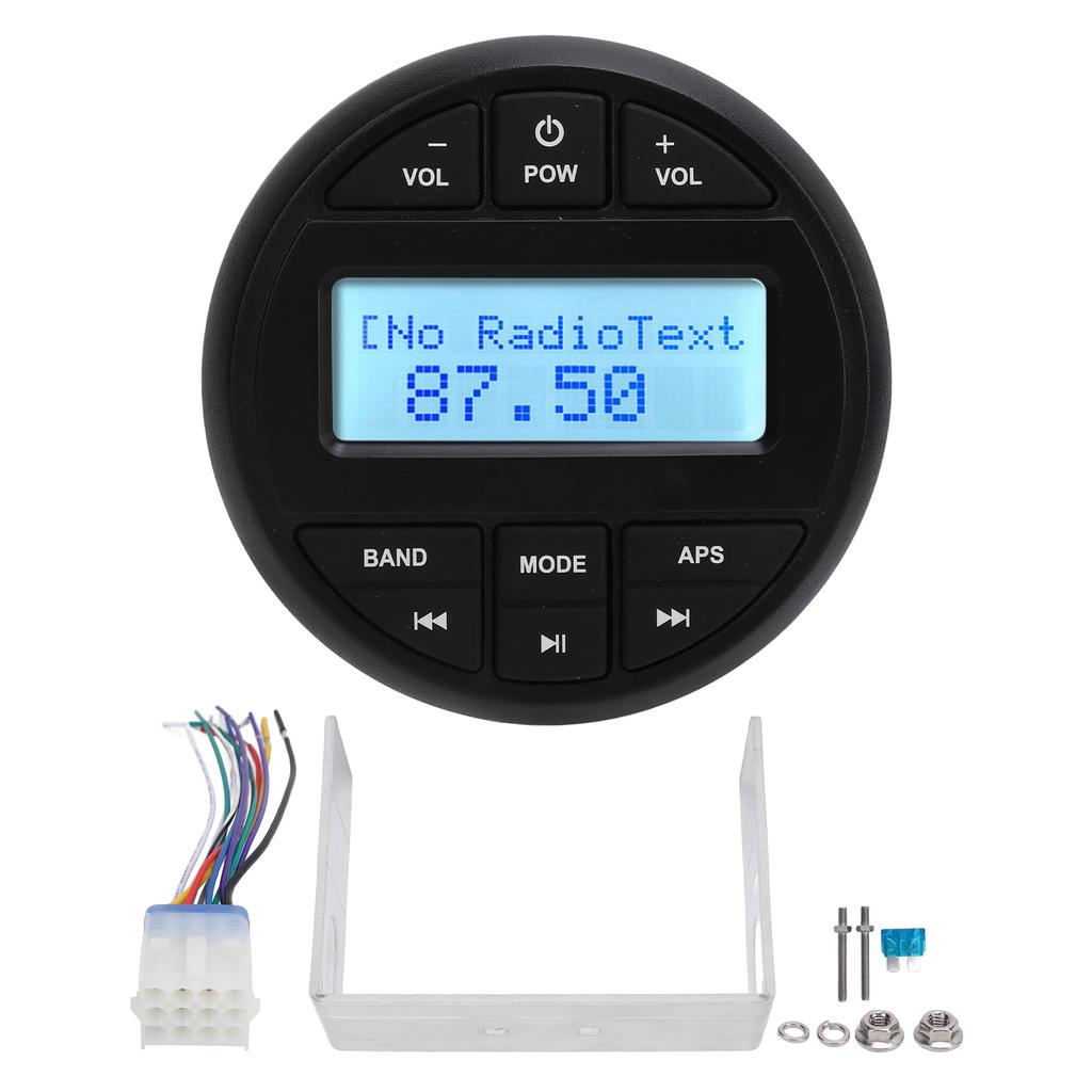 Marine MP3 Player Bluetooth Receiver Radio Gauge IPX6 Waterproof Digital Media Radio Gauge for Yacht Speedboat Motor