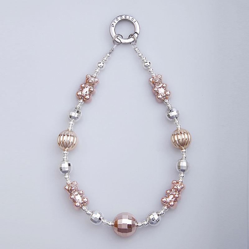 PICOCICI Electroplated Cartoon Bear Decor Phone Anti-drop Wrist Band Beaded Bracelet