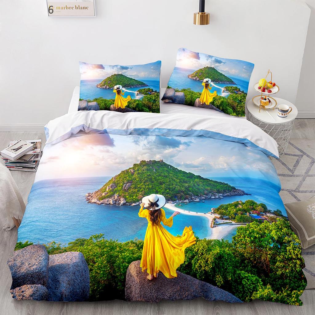 Zestaw poszwy na kołdrę z motywem oceanu, Zestawy pościeli dla dzieci z motywem plaży, Nadmorska poszwa na kołdrę, Zestawy pościeli dla nastolatków, dzieci, niebieski, rozmiar full