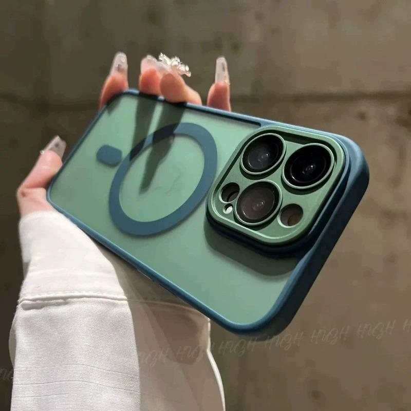 Luxury Magsafe Wireless Charge Matte Phone Case For iPhone 11 12 13 14 15 Pro Max Plus Transparent Magnetic Bumper Cases Cover