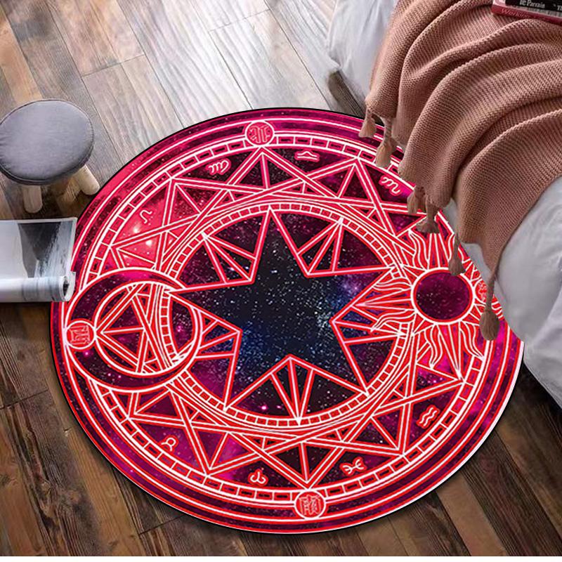 

1Pc Magic Circular Print Rug - home decoration Carpet For Living Room Bedroom Flooring Computer Chair Area Rug 80x80cm( 31x31in)