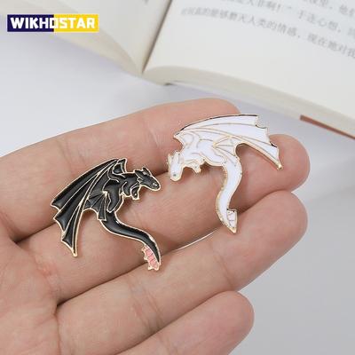 Cartoon Schwarzweiß Pterosaurier Brosche Kreativ Paar Party Liebe Metall Emaille Broschen Anstecker Kleidung Tasche Accessoires Brosche