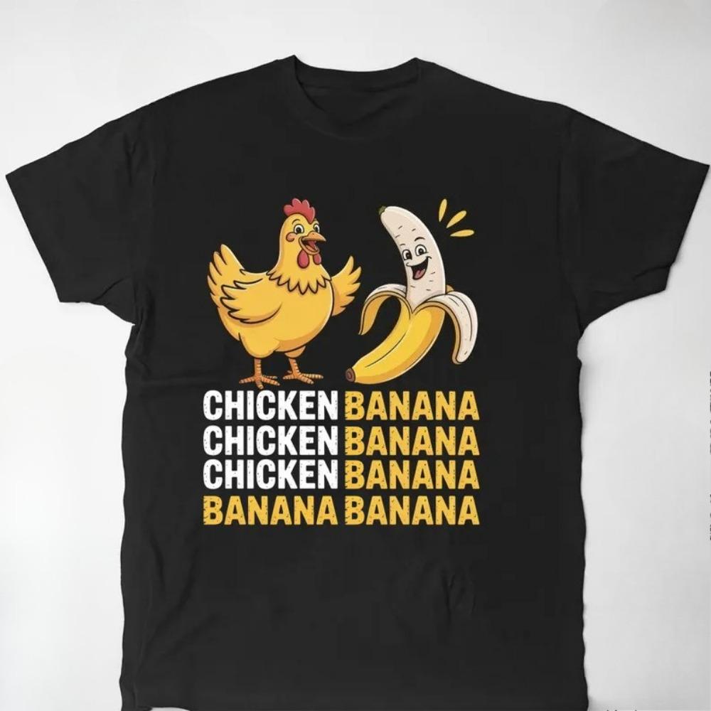 Women's T-Shirt Men Chicken Banana Meme Men Tee Cotton Harajuku All-season Oversized Top Short Sleeve