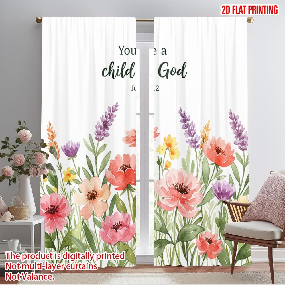 

2pcs 2D flat printing Party Curtains Floral Child God Fabric Without Electricity Holiday Decorations Perfect for Bedroom Office 52.50×116.00 CM 2pcs