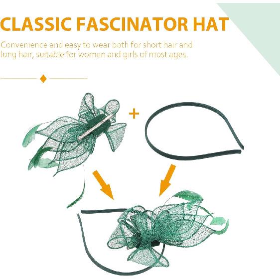 Set Fascinator Cappellino Verde Vintage con Clip e Cerchietto in Rete per Festa del Tè e Occasioni Speciali