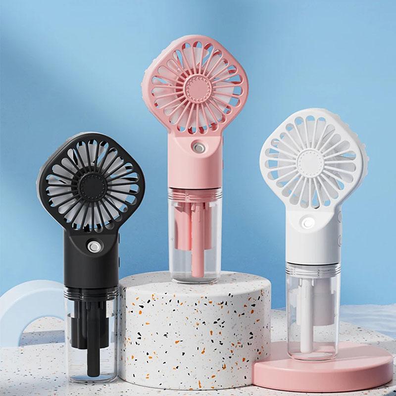 Ventilador humidificador portátil, mini ventilador de mano con vaporizador, ventilador de mano recargable por USB con humidificador, mini ventilador de mano con rociador de agua