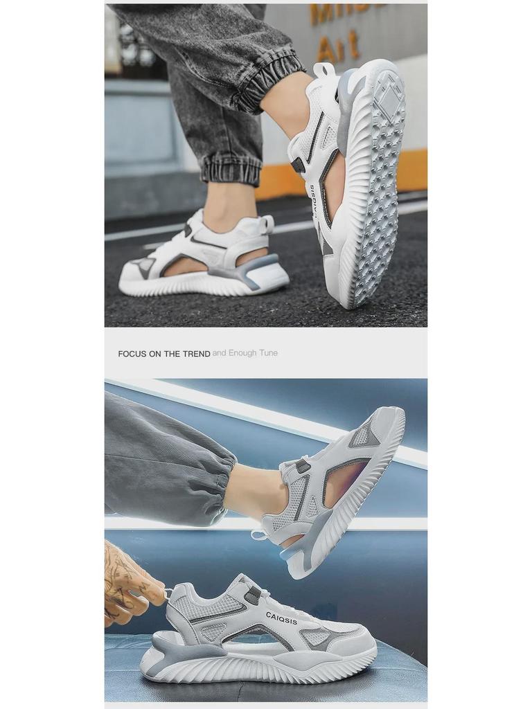 2024 Men's Summer Outdoor Sandals: Dual-Purpose Hollow Toe Slippers for Driving, Sports, and Beach