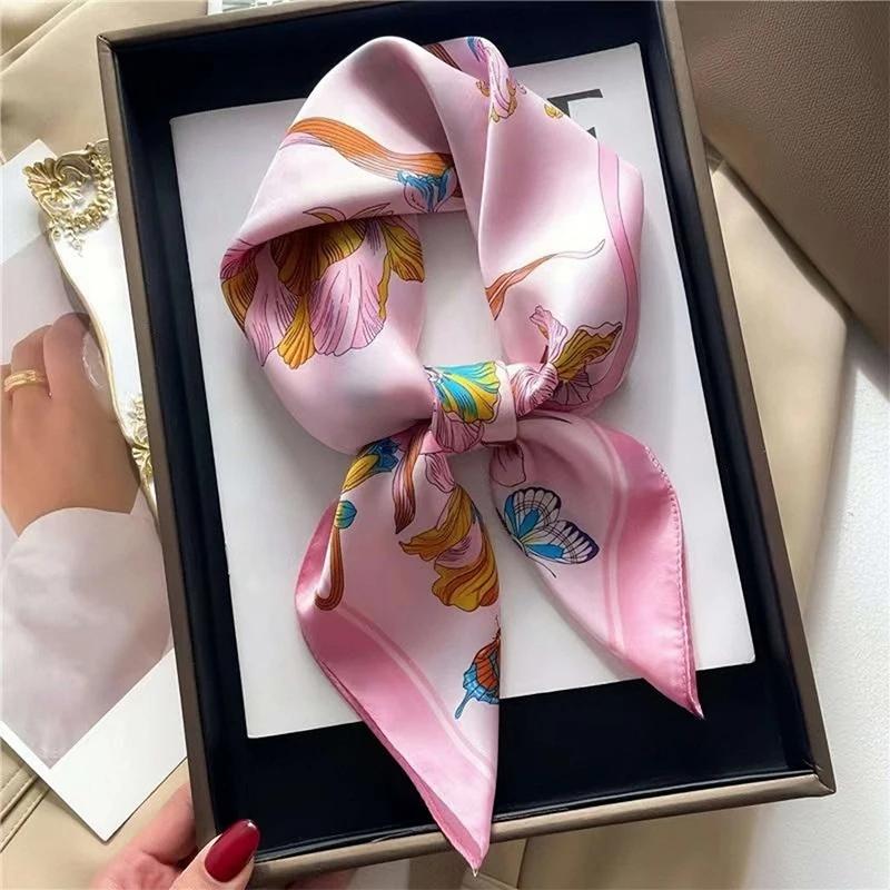 Fashion Print Silk Hairbands Scarf Women 2025 Spring New Elagant Floral Bandana Neck Kerchief Head Bands Foulard Female Scarfs