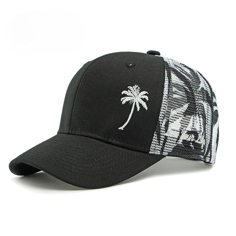 Unisex Palm Tree Embroidery Baseball Cap Structured Mesh Trucker Hat Summer Breathable Sun Hat for Outdoor Beach Hiking Peaked Cap Adjustable(55-60cm) белый