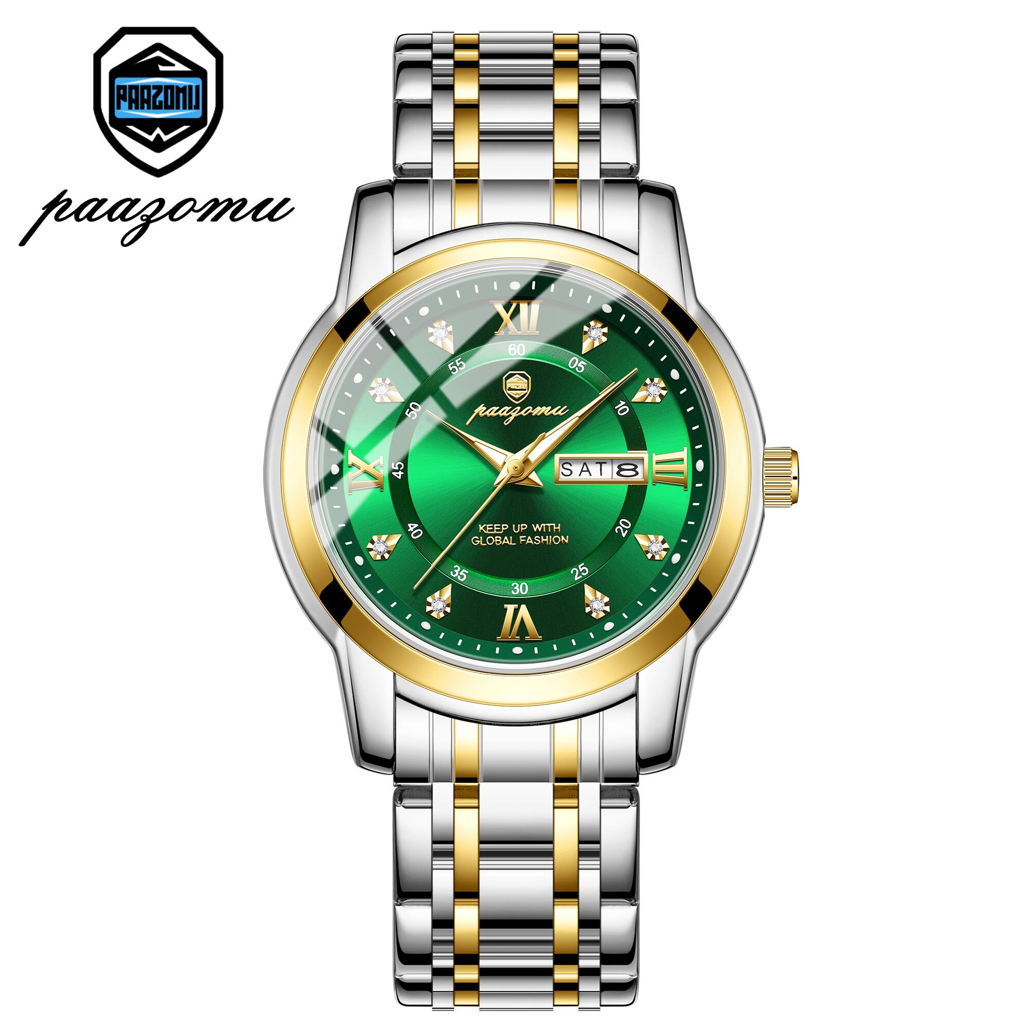 

Paazomu Fashion Watches For Man Stainless Steel Date Week Quartz Men Clock Waterproof Luminous Luxury Military Men S Wristwatch Set