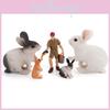 Bauernhof Kaninchen Szene PVC Miniatur mit stehenden und sitzenden Kaninchen für Mikro-Landschaftsdekoration