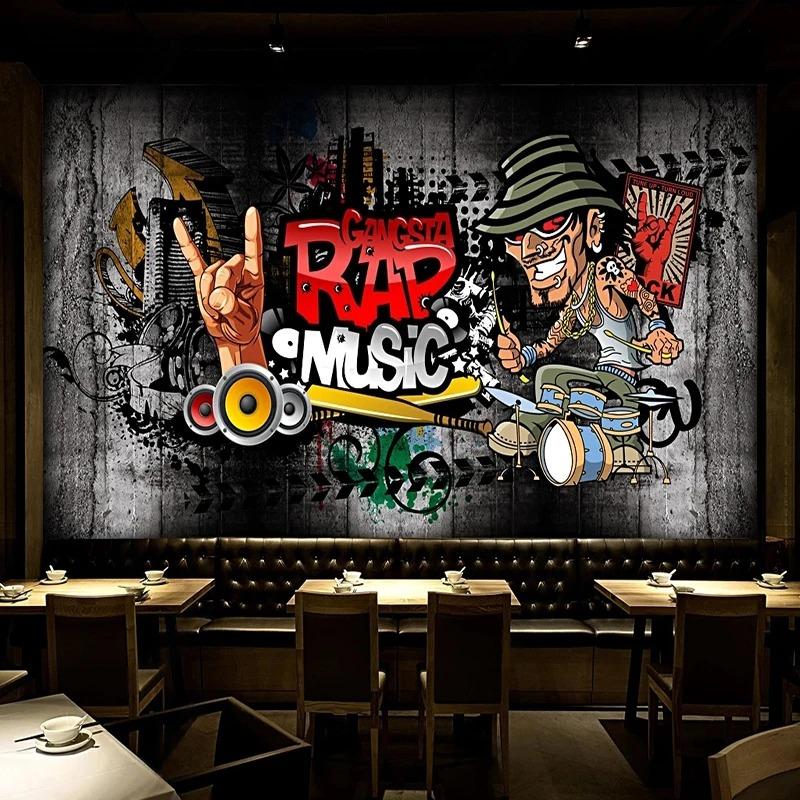 European Retro Mural Nostalgia Hip Hop Rock Music Wallpaper Bar Ktv Background Decor Wallpaper For Wall 3d Fresco
