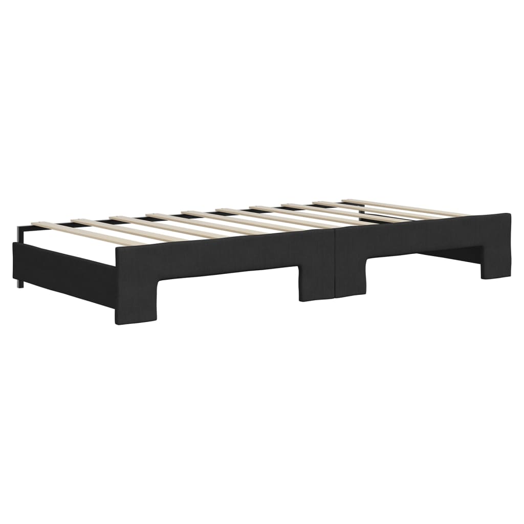 Extendable Daybed with Mattresses Black 90x190 cm Fabric