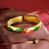Lotus Enamel Open Bracelet Dripping Oil Blue Vintage Lotus