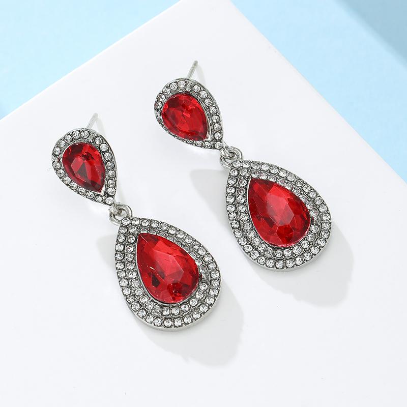 

Luxurious Sparkling Zircon Water Droplet Shaped Pendant Earrings, Suitable for Bridal Banquets, Parties, Zircon Gifts
