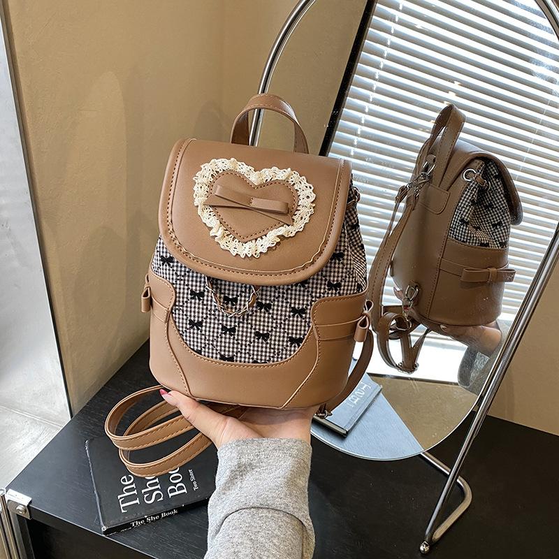 College student fashion versatile bow backpack bag women's summer new simple commuter bucket bag