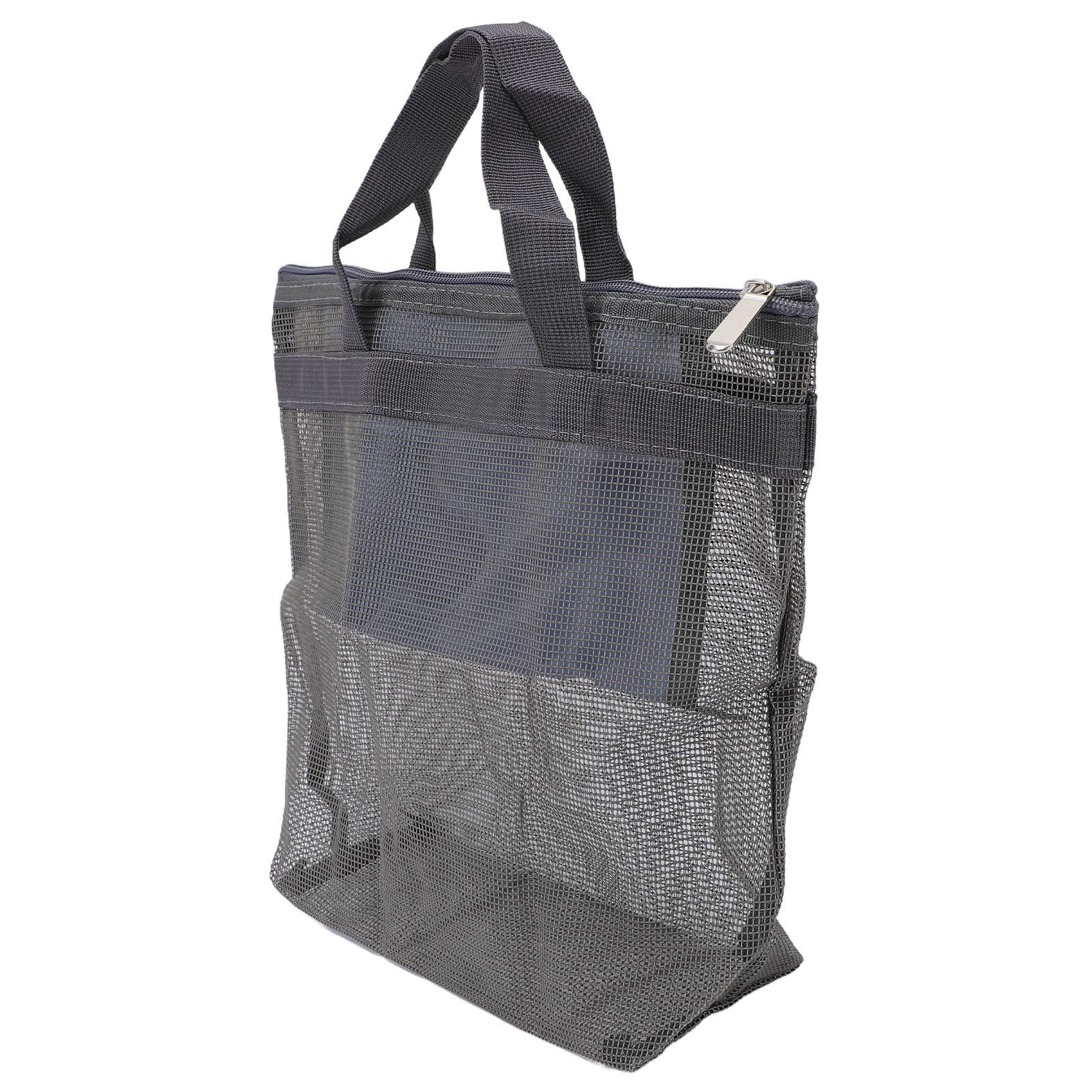 

Mesh Beach Bag Quick Drying Mesh Shower Caddy Travel Toiletry Bag for Toys Pool Family Travel Vacation Dark Gray
