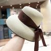 Vintage French Hepburn style versatile hat female Internet celebrity fashion sunscreen sun hat satin strap straw hat