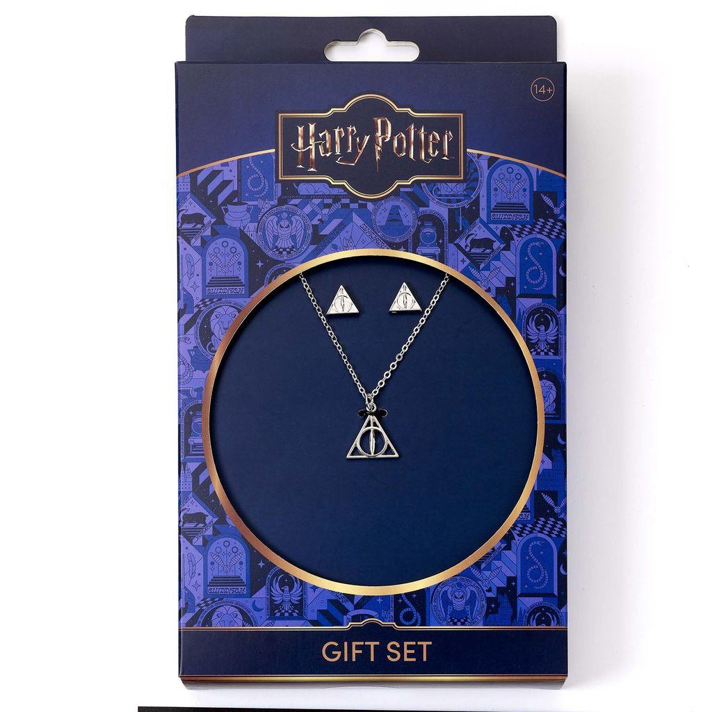 Harry Potter Deathly Hallows Necklace and Earrings Gift Set