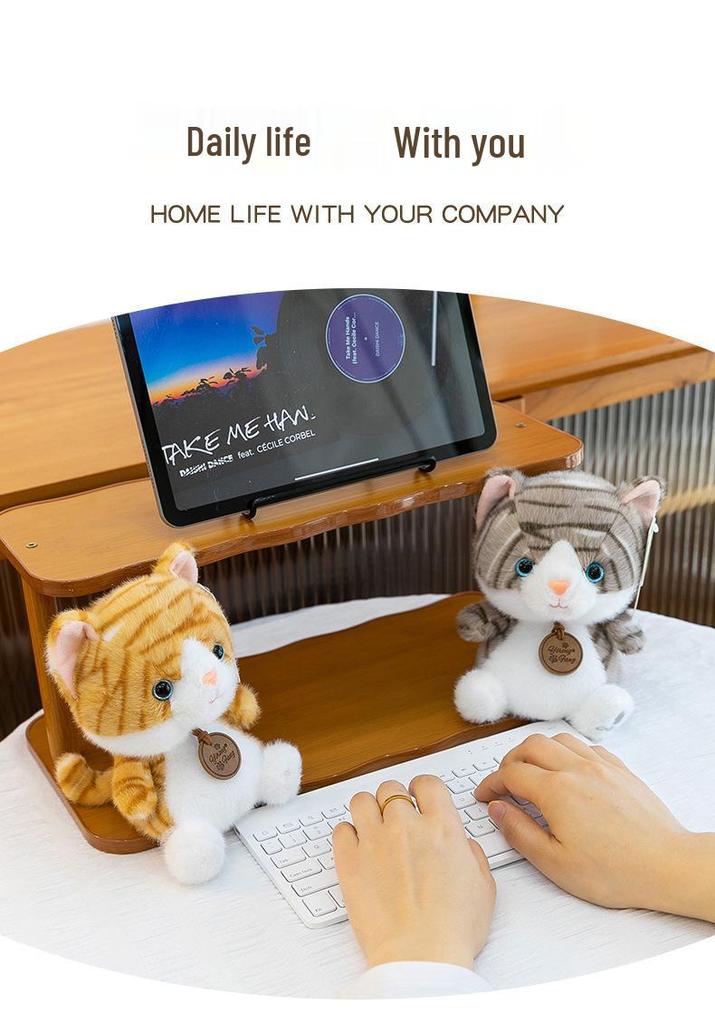 Striped Cat Plush Doll for Kids' Sleep Comfort & Desk Decor