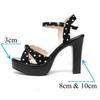 8cm 10cm Small Size 32-43 Elegant Polka Dot Shoes Summer Platform Sandals 2025 Womens Block High Heels Sandals for Office Model