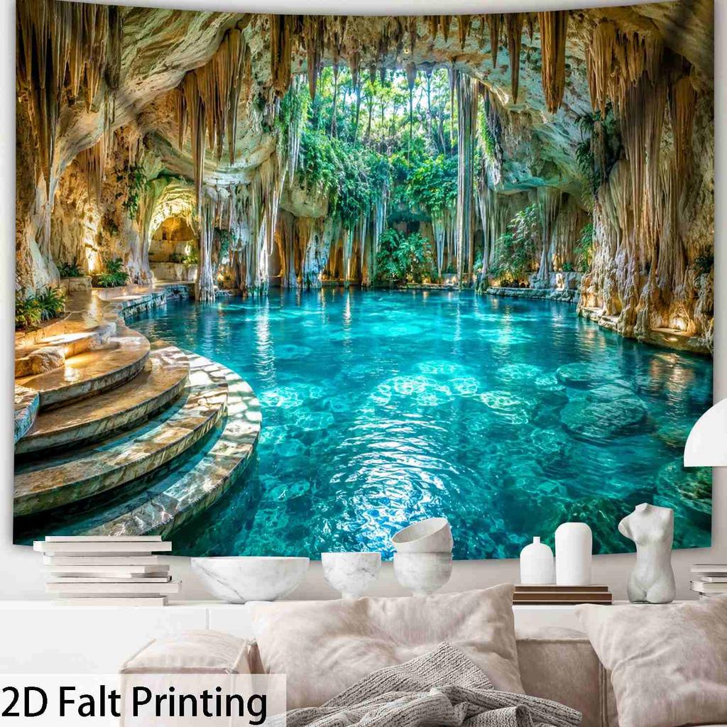 1Pc Stunning Limestone Cave Natural Tapestry Wall Hanging, Decorative Fabric Poster for Bedroom, Living Room, Dorm & Home Decor