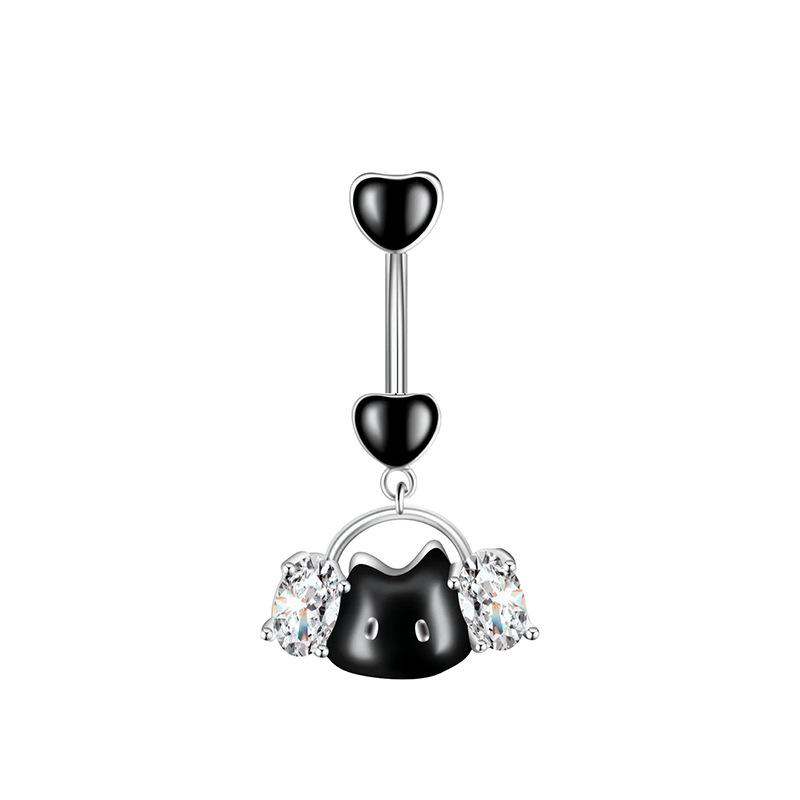Belly Button Piercing Heart Ring Stainless Steel Copper Anti-Allergy Navel Jewelry for Summer Beach Swimming Accessories