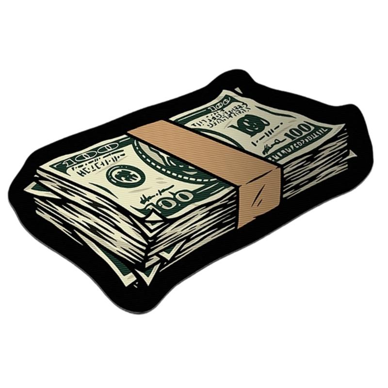 Nonslip Bath Mat Creative Money Shape Carpet Irregular Art Floor Mat for Living Room Bedroom Kitchen Hallway Entry Pad