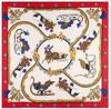 New Silk Scarf Women Large Shawls Horse Carriage Stoles Square Bandana Luxury Kerchief Hijab Scarf Female Foulards 130CM