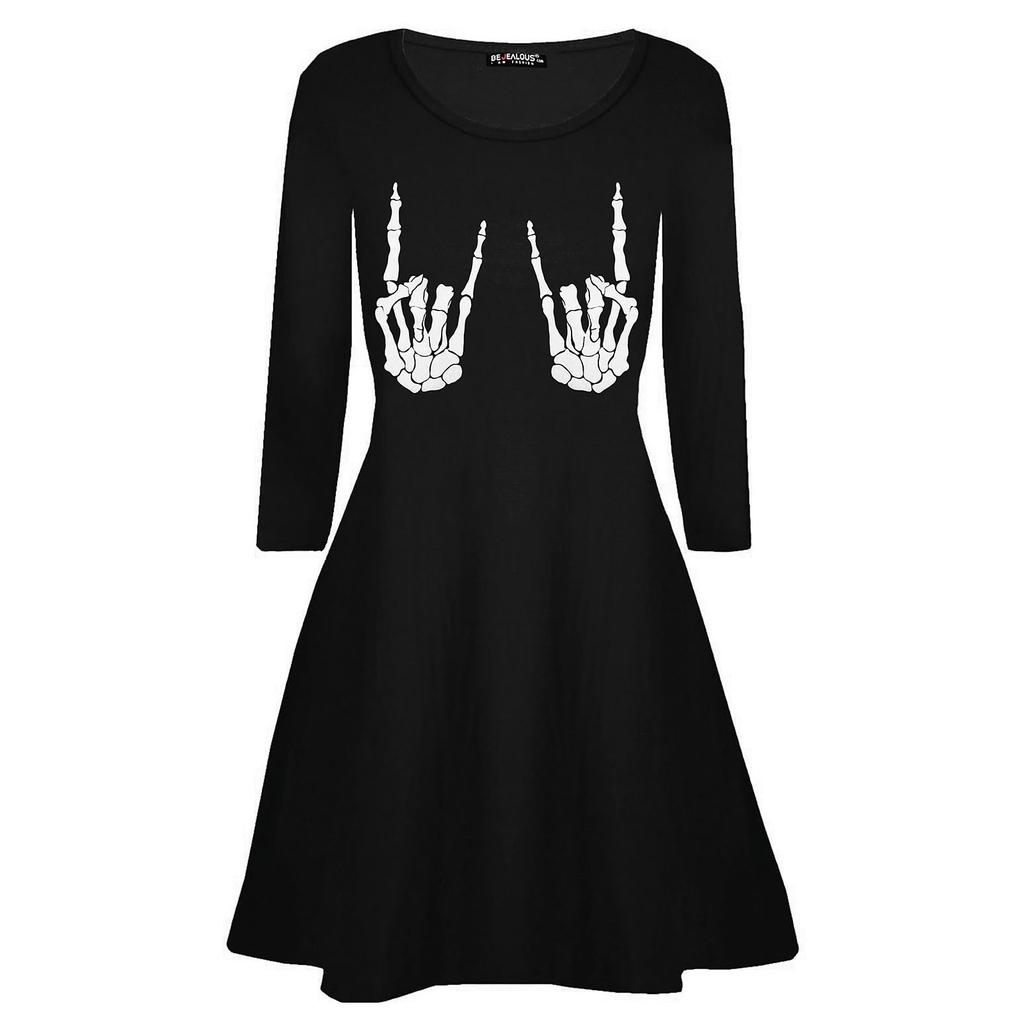 Модное женское платье на Хэллоуин с цифровым принтом и круглым вырезом ...