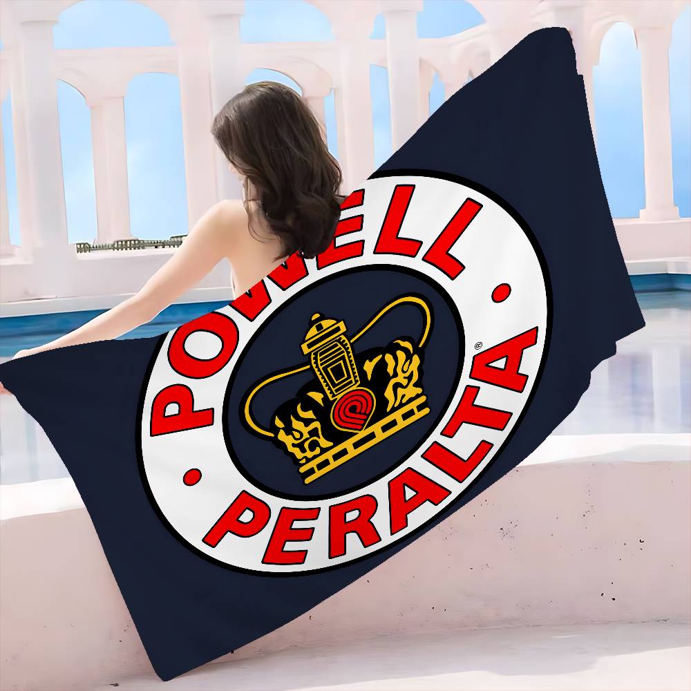 Asciugamani da Spiaggia Grandi in Microfibra con Logo Classico P-Powell P-Peralta Asciugamano ad Asciugatura Rapida Asciugamani da Spiaggia Sabbiosa Asciugamano da Piscina Per Viaggio Nuoto Yoga
