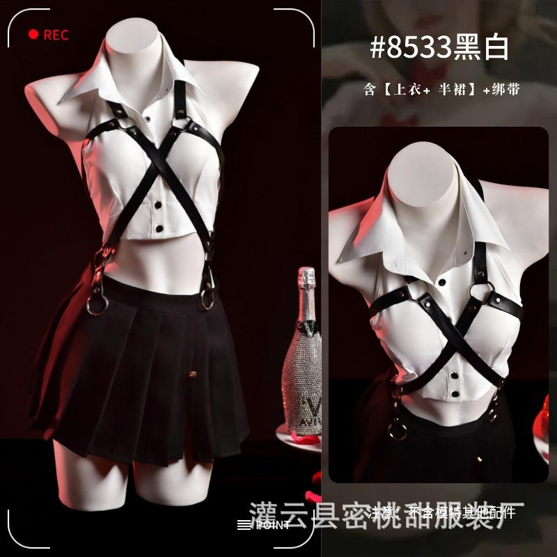 Sexy lingerie sexy split short-sleeved top pleated skirt cosplay pure college wind sailor uniform